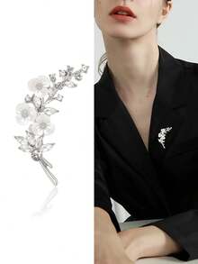 水钻梅花胸针 - 奢华植物胸针，男女皆宜，休闲派对珠宝配饰/朋友礼物徽章装饰 - 梅花 - 查看 4