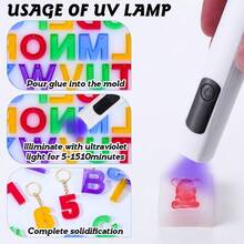 QIAO 焦牌UV树脂套装（含灯） - 100克晶莹剔透硬质树脂，快速固化UV胶水，适用于手工制作、模具首饰制作、DIY工艺品（适合初学者） - 彩色 - 查看 5