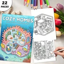 温馨海底家园：珊瑚巢温柔的色彩挽歌（22页升级加厚纸）涂色书，情人节、生日及其他节日适用。绘画和学习用品、书籍、涂色书、万圣节、返校礼物、彩色书籍、成人、圣诞礼物、美术用品、DIY创意休闲、涂鸦艺术书籍。 - 單件 - 查看 7