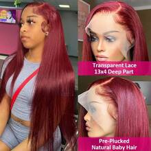 PQL Long Straight Human Blended Hair Wigs 180% Density 13x6 13x4 Lace Front Wigs Human Blended Hair For Women 13x6 13x4 Lace Frontal Closure Striaght Wigs Pre Plucked Tiny Knots Natural Hairline With Baby Hair 8-34 Inches Glueless Wigs Human Blended Hair - SBUG - View 5