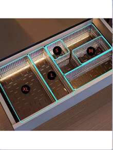 7/8个透明塑料抽屉收纳盒，可自由组合的储物托盘，适用于存放化妆品、珠宝、餐具、小工具等。