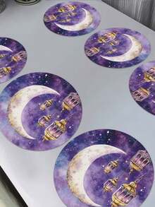 1pc Moon Print Irregular Placemat, Holiday Decoration For Dining Room, Restaurant, Party, Home - Multicolor - View 4