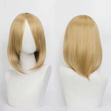 Karida 14-Inch Synthetic Fiber Cosplay Wig With Bangs, Layered Straight Hair, Unisex Cosplay Wig, High Density, Natural-Looking Cosplay Wig For Men And Women