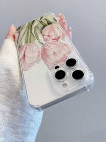 1个郁金香图案透明防震TPU手机壳，可作为节日礼物，兼容iPhone XS/XS Max/XR/11/12/13/14/15/16 Pro/17/Pro Max/14/15/16 Plus，带卡槽 - 無色 - 查看 4