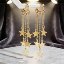 2pcs/Set Minimalist Tassel Star Earrings, Versatile & Elegant, Suitable For Women's Daily Wear, Best Valentine's Day Gift - Multicolor - View 2