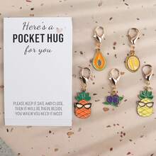 5pcs Fruit Keychain Set, Comes With Pocket Hugging Cards, Suitable For Bag Decoration, Lucky Gift, Birthday Gift, Party Favor, Animal Party Keychain. Suitable For Gifting To Family, Friends, Fruit Lovers, Guests - Multicolor - View 5