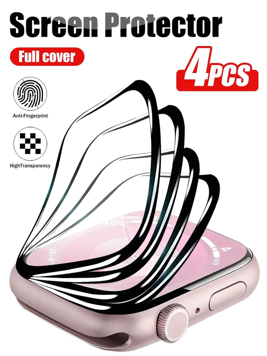 4pcs 49mm Ultra 2/1 Anti-Scratch Soft Screen Protector, Made Of Flexible TPU Material, High-Definition Transparent, Bubble-Free, Sensitive Touch, Full Coverage Protection, Ultra-Thin High Transparency, Sensitive Touch, Suitable For 45mm/49mm/46mm/42mm/41mm/44mm/40mm/38mm/S10/S9/S8/S7/S6/S5/S4/S3/S2/S1/SE/Ultra 1/2 Series Accessories Screen Protection Essentials, Applicable To Daily Shield, Office, Home Daily Shield Office Home Watch Cover Watch Accessories Watch Screen Protector Waterproof Shockproof Anti-Fall Scratch Resistant - Clear - View 1