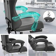 Collection Gaming Chair, Ergonomic Gaming Chair With Footrest & Headrest Lumbar Support, Height Adjustable Swivel Computer Chair Office Chair Adults(Carbon Fiber Black) - màu đen - Xem 4