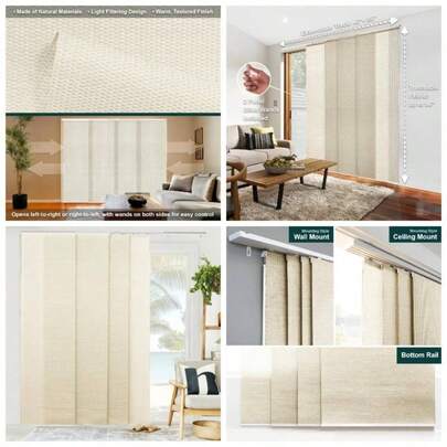 Room Divider, Vertical Blinds, Door Blinds, Sliding Door Blinds, Temporary Wall, Closet Curtain, Room Door, Panel Track Blinds Country Ivory Filtering: 46 - 86x H: To 96 Inches