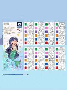 1set Children's Watercolor Coloring Book, Student Coloring And Drawing Book, Drawing And Coloring Paper, With Built-In Watercolor Paint Pens, Halloween, Thanksgiving And Christmas Gift Easter Gift,Back To School - Nhiều màu - Xem 14