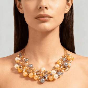 Collar de perlas de moda, collar gargantilla