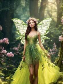 31.5" X 29.5" Adult Fairy Wings Costume Set - Suitable For Carnival Parties. Large Butterfly Wings With Flower Crown. Fairy Costume Set Includes Magic Wand And Elf Ears. - A - View 7