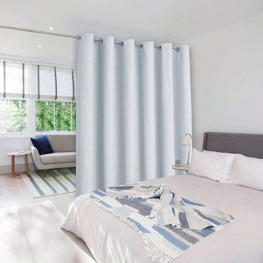 Patio Door Curtain Sound Blocking, Bedroom Privacy Room Divider Curtain Screen Partitions, Thermal Insulated Blackout Closet Sliding Door Curtain (1 Panel, 8.3ft Wide By 7ft Long, Gray) - 雲灰色 - 查看 1