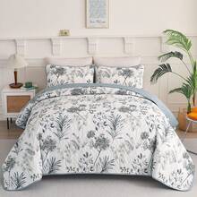 DJY 3 Pieces Queen King Size Gradient Aqua Flower Pattern Bedspread Coverlet For All Season,Soft Lightweight Microfiber Bedding Set,Wedding Items,Valentines Day Home Bed Room Decor,Easter Gifts,Mothers Day Gift,All Season - Botanical Blue - 查看 9