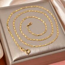 14k Gold Plated Copper Chain Necklace, Minimalist Design, Women - Gold 1 - View 2