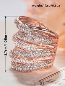 1枚镶嵌立方氧化锆的女士戒指，适合作为婚礼、情人节及其他场合的礼物 - 2# - 查看 8