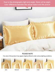 1对装高级缎面蕾丝信封式枕套，2件/套，柔软透气，不易起皱，呵护秀发和肌肤，助您拥有更佳睡眠，枕套不含填充物，可机洗，通过Oeko-Tex金级认证 - 金色 - 查看 8