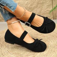 French Bow Ballet Shoes, Mary Jane Shoes, Versatile Commuter Slip-On Shoes For Women - Black - View 4