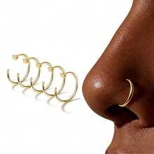 5 piezas Anillos para la nariz, Pendientes para la nariz, Aros para la nariz de acero inoxidable de 18G-22G para mujeres, Joyería de perforación corporal - Como se muestra en la imagen - Ver 7