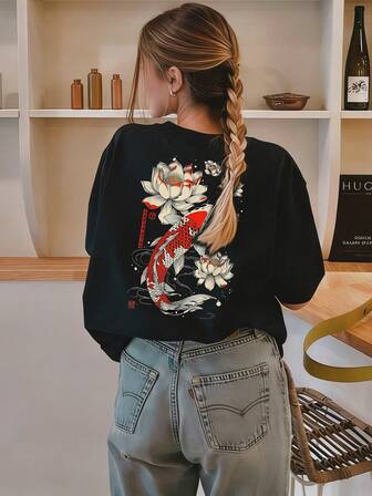 Camiseta de cuello redondo de manga corta con gráfico de alfabeto para mujer, estilo suelto y versátil casual para vacaciones, ropa de verano de moda para uso diario en vacaciones