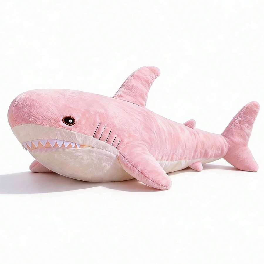 Adorable Pink Shark Plush Toy - Soft Stuffed Animal With Adorable Design, Perfect For Couch Decor & Birthday Gifts For Girls, 0+Year Old Girl Toys Stuffed Animal Weighted Stuffed Animals Plushies - 粉色 - 查看 1
