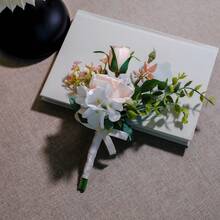 双用途人造花卉摆件，亚克力底座，适用于婚礼和桌面装饰，持久耐用，两种颜色可选：透明/黑色底座 - 黑色 - 查看 10