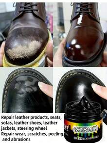 50克黑色皮革填充剂，用于填充或修复皮革汽车座椅、家具、鞋子上的孔洞、裂缝和划痕 - 附带工具 - 黑色 - 查看 6