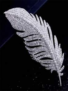 Luxury Exquisite Full Rhinestone Feather Brooches For Women Girls Elegant Temperament Brooch Fine Jewelry Accessories Gifts - 金子 - 查看 2