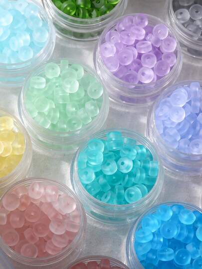 beadia 10-30g/Pack, 3x6mm Smooth Flat Spacer Beads, Frosted Glass Loose Beads, Glazed Beads, Suitable For DIY Jewelry Making, Bracelets, Necklaces, Clothing And Craft Accessories