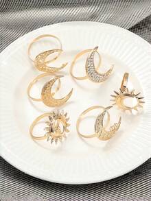 Hollow Moon Metal Napkin Ring Set, Eid Napkin Rings, Suitable For Wedding, Ramadan Banquet Table Decor - Multicolor - View 8