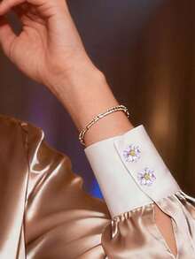 1pc Floral Pattern Button Set, Pearl Luster Flower Shirt Buttons, Cufflink Alternative For Women And Men's Formal Shirts