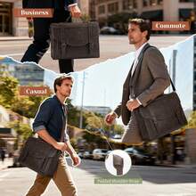 Flap Messenger Bag For Men Vintage PU Vegan Leather Laptop Bag 15.6 Inch Professional Mens Briefcase Waterproof Satchel Bag Men With Card Purse Computer Bag For Work College Office - 咖啡 - 查看 4
