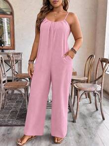 Kombinezon letni, swobodny, różowy, plus size - Różowy - Zobacz 3