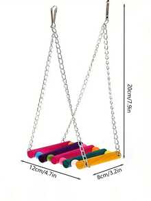 1pc Colorful Wooden Bird Swing Toy, Parrot Hanging Bridge, Bird Swing Ladder, Parrot Chewing Toy, Bird Cage Accessory - Multicolor - View 2