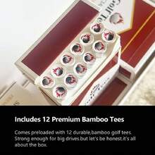 Premium Bamboo Golf Tees | 83mm (3.25") Wooden Tees | Golf Gifts For Men | Vintage-Style Tee Case Golf Accessories For Men | Funny Golf Accessory For Golfers,39351700 - White - View 2