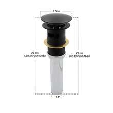 Cespol Para Lavabo De Push Desague Contra Negro Mate Redondo Negro - Negro - Ver 5