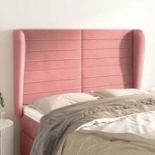 vidaXL Tête de lit avec oreilles Rose 147x23x118/128 cm velours - Rose bonbon - Voir 1