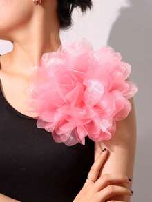Ghim cài áo hình hoa lớn, thanh lịch, kiểu dáng retro, màu trơn, làm từ vải chiffon, kích thước 23cm, thích hợp để trang trí váy dạ hội, vest, váy cưới hoặc bikini. - Nhiều màu - Xem 8