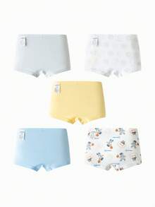 Balabala Boys Cotton Boxer Briefs A-Class, Antibacterial Breathable Soft Underwear, 5 Packs Kids Shorts