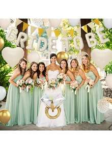 1set Sand White Bachelorette Party Decorations, Nude White Bride To Be Bridal Shower Balloons Decorations, White And Gold Balloons With Diamond Ring Cream Heart Balloons For Bachelorette Engagement Wedding - 彩色 - 查看 7