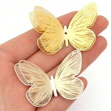 4pcs/Pack 3D Hollow Lattice Iron Butterfly 50mm Double Layer Shoes, Hats, Jewelry Decor Accessories, DIY Elegant Hair Clips, Earrings, Necklaces, Bracelets Decoration - Hollowed-out Silk Butterfly - View 5