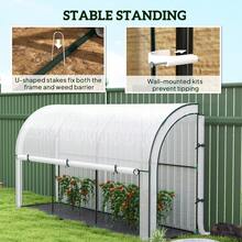 Outsunny Walk-In Wall Lean-To Greenhouse With  Barrier, 10' X 3' X 5' Outdoor Gardening Green House With PE Cover, 2 Zipper Roll-Up Doors And Window, For Garden Backyard, White - 白色 - 查看 6