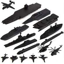 Military Naval Ship Aircraft Carrier Toy Set, Includes Small Model Planes, Destroyers, Battleships And Supply - Black and Gray - View 12