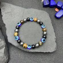 1Pc Blue Eye Beads With Multi-Colored Round Bead Bracelet, Chic Design, Suitable For Mother's Day, Graduation Season, Thanksgiving And Christmas Celebrations, Suitable For Daily Wear And Gift Giving. - mặc định - Xem 7
