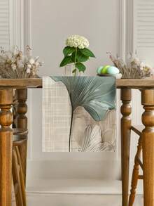 1 pieza Elegante Tapete de Mesa con Estampado Texturizado de Hoja de Ginkgo. Tapete de Mesa Estampado. Decoración del Hogar, Decoración Navideña, Regalo, Mantel Rectangular, Decoración de Mesa de Comedor, Decoración de Superficie, Tapete de Mesa de Gran Tamaño, Repisa de Chimenea, Decoración de Marco de Puerta y Ventana, Material Tipo Lino. Adecuado para Reuniones en el Hogar, Interior, Exterior, Entrada, Mesa de Café, Sala de Estar, Cocina Comedor. Lavable a Máquina. - Verde - Ver 10