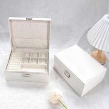 Classic Leather Jewelry Boxes In Black, White, Pink, And Green, Featuring A Removable Tray, Snap Closure, And Padded Drawers-A Versatile Oval Desktop Organizer With Ample Capacity For Necklaces, Earrings, Rings, Bracelets, And Watches-Making It An Ideal Gift For Women And Girls. - Multicolor - View 11