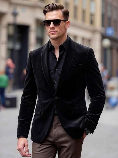 Men's Solid Color Business Commute Suit Jacket