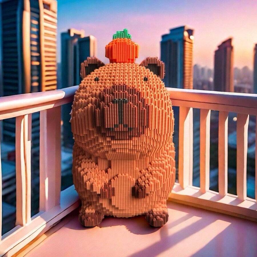 12153-Piece Giant Cavy Building Blocks - Challenging Animal Series Construction Set, Creative Model Kit, ABS Puzzle Brick Craftsmanship, Perfect Gift For Halloween/Thanksgiving/Mother's Day/Christmas - Color - View 1