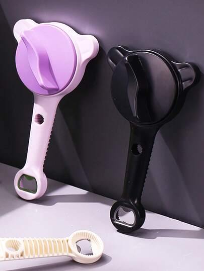 开罐器/开瓶器/老年人专用，轻松抓握开罐器和开瓶器，多功能可伸缩磁性开罐器，罐头夹，厨房小工具，适合手部力量较弱的老年人和个人使用（黑色）