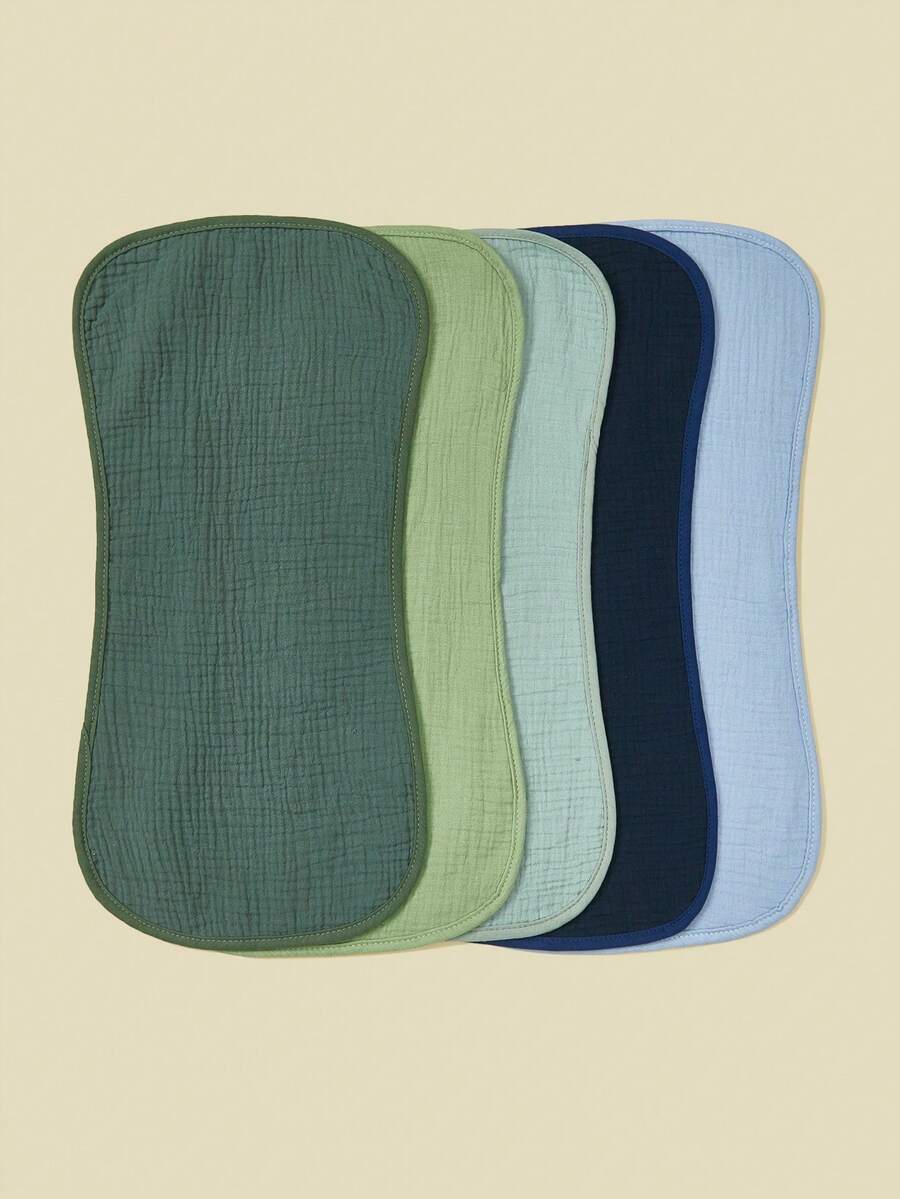 5pcs/Pack Cotton Muslin Baby Bibs For Boys & Girls, Soft Burp Cloths With Flower, Whale Prints - Multicolor - View 1